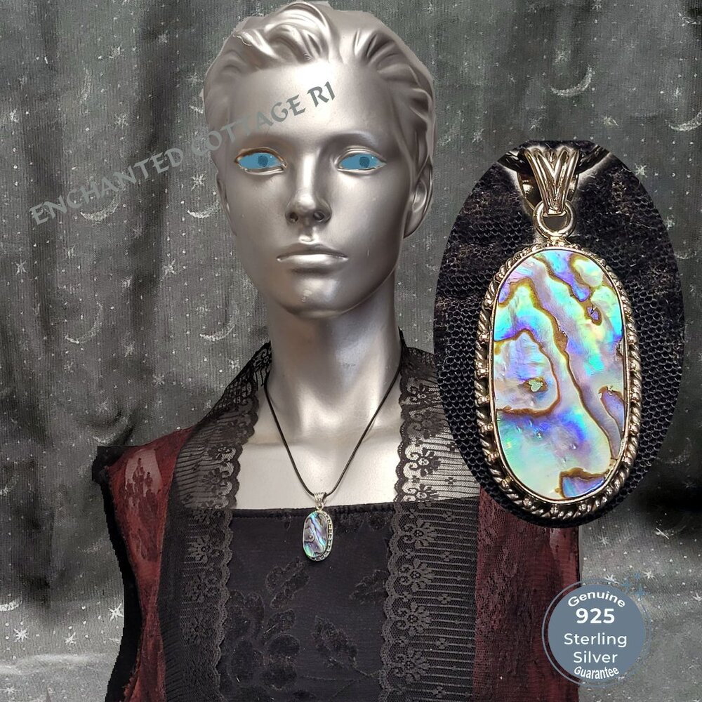 🐚 SterlingSilver 925 𝐏𝐀𝐔𝐀 𝐀𝐁𝐀𝐋𝐎𝐍𝐄 𝐑𝐀𝐈𝐍𝐁𝐎𝐖𝐒𝐇𝐄𝐋𝐋 Pendant